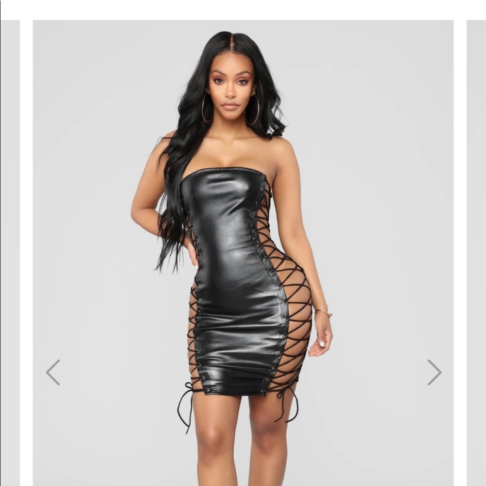 Lace Up Sides Leather Dress